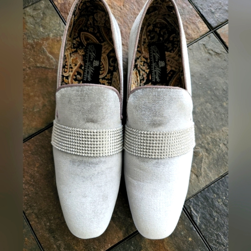 After Midnight Men's Gray Encrusted Lined Formal Hard Bottom Slip On Shoes - Picture 5 of 16